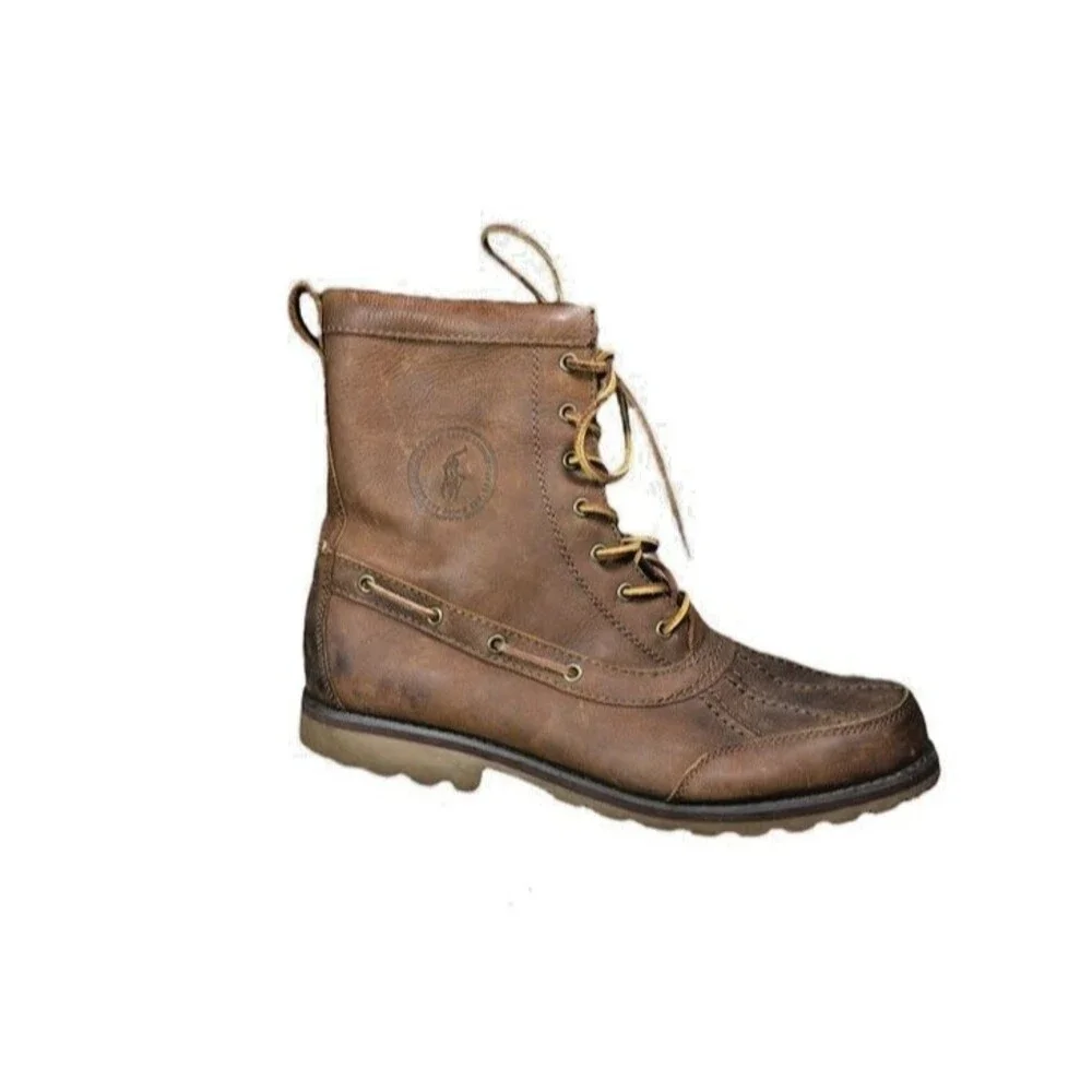 Polo Ralph Lauren Whitsand Duck Boots Mens Size US 11.5 D Brown Leather Lace Up